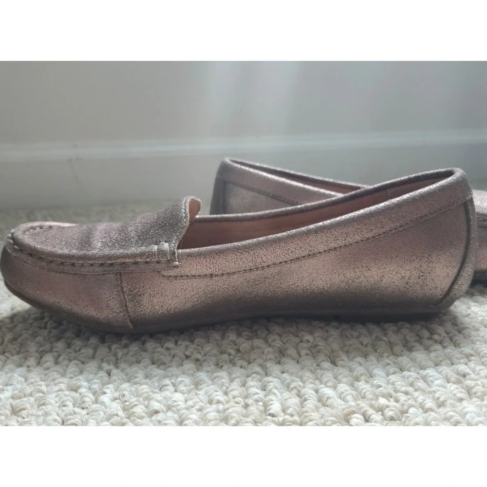 Vionic Debbie Metallic Leather Driving Loafers Rose Gold Bronze Moccasins 7.5